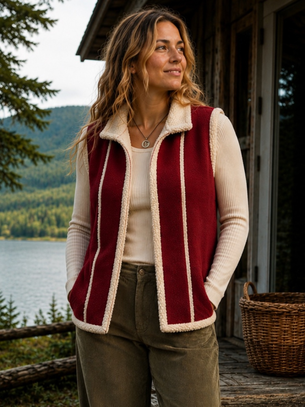 Gilmour Vintage Red Sherpa Lined Fleece Vest Women’s XL